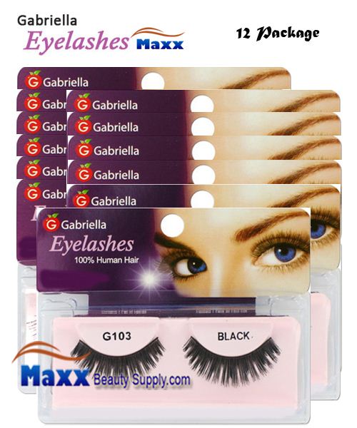 12 Package - Gabriella Eyelashes Strip 100% Human Hair - G103